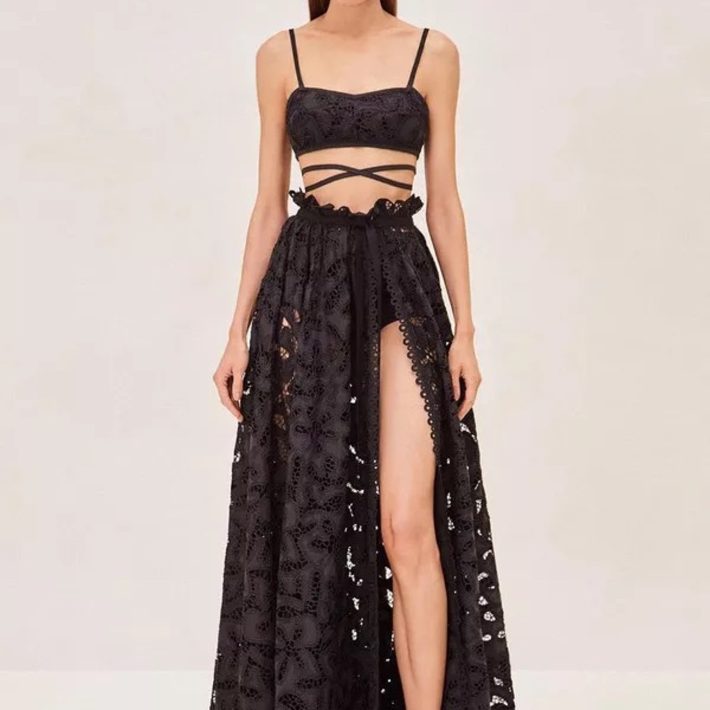 Alexis Black Lace Maxi Skirt